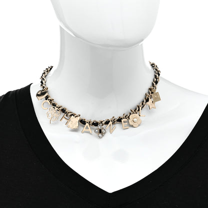 Chanel Lambskin Crystal CC Logo Charming Choker Gold Black 2 of 6