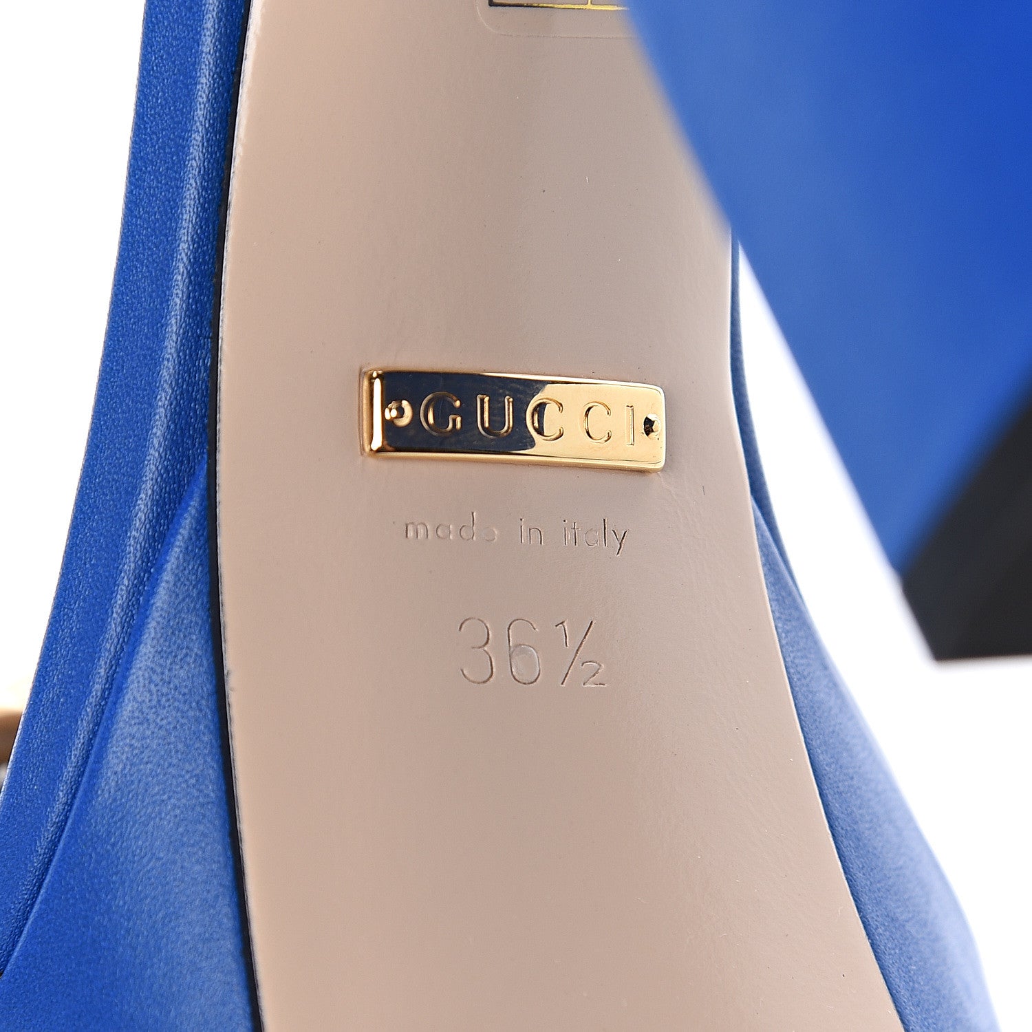 Gucci Calfskin GG Marmont Ankle Wrap 30/115mm Platform Sandals 36.5 Bright Blue 7 of 7