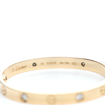 Cartier 18K Yellow Gold 4 Diamond LOVE Bracelet 15 3 of 3
