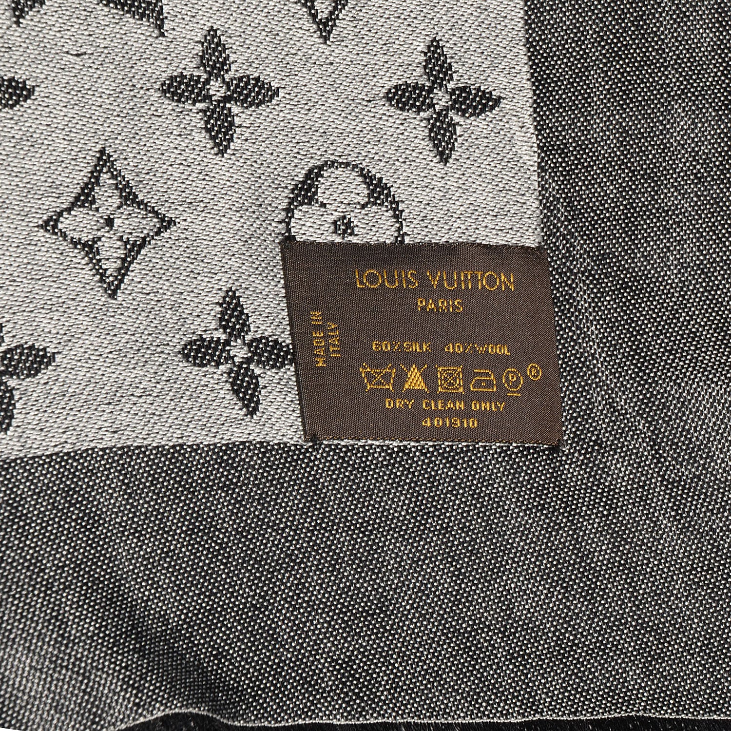 Louis Vuitton Silk Wool Monogram Denim Shawl Black 5 of 5