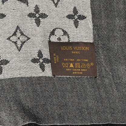 Louis Vuitton Silk Wool Monogram Denim Shawl Black 5 of 5