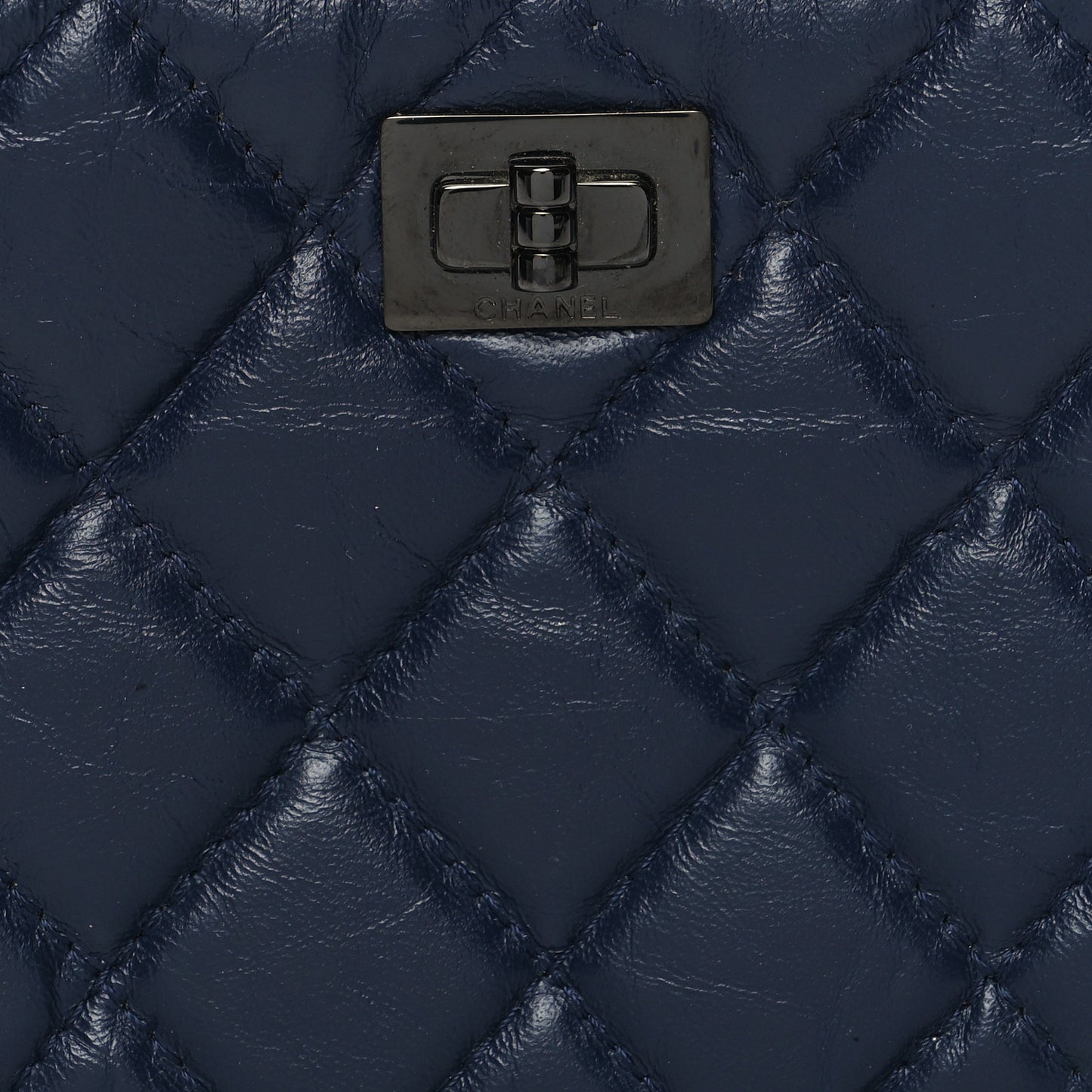 Aged Calfskin Quilted Small Reissue Cosmetic Case Navy
