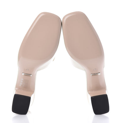 Gucci Malaga Kid Crystal Square G Madelyn Mules 37 Vintage White 5 of 9