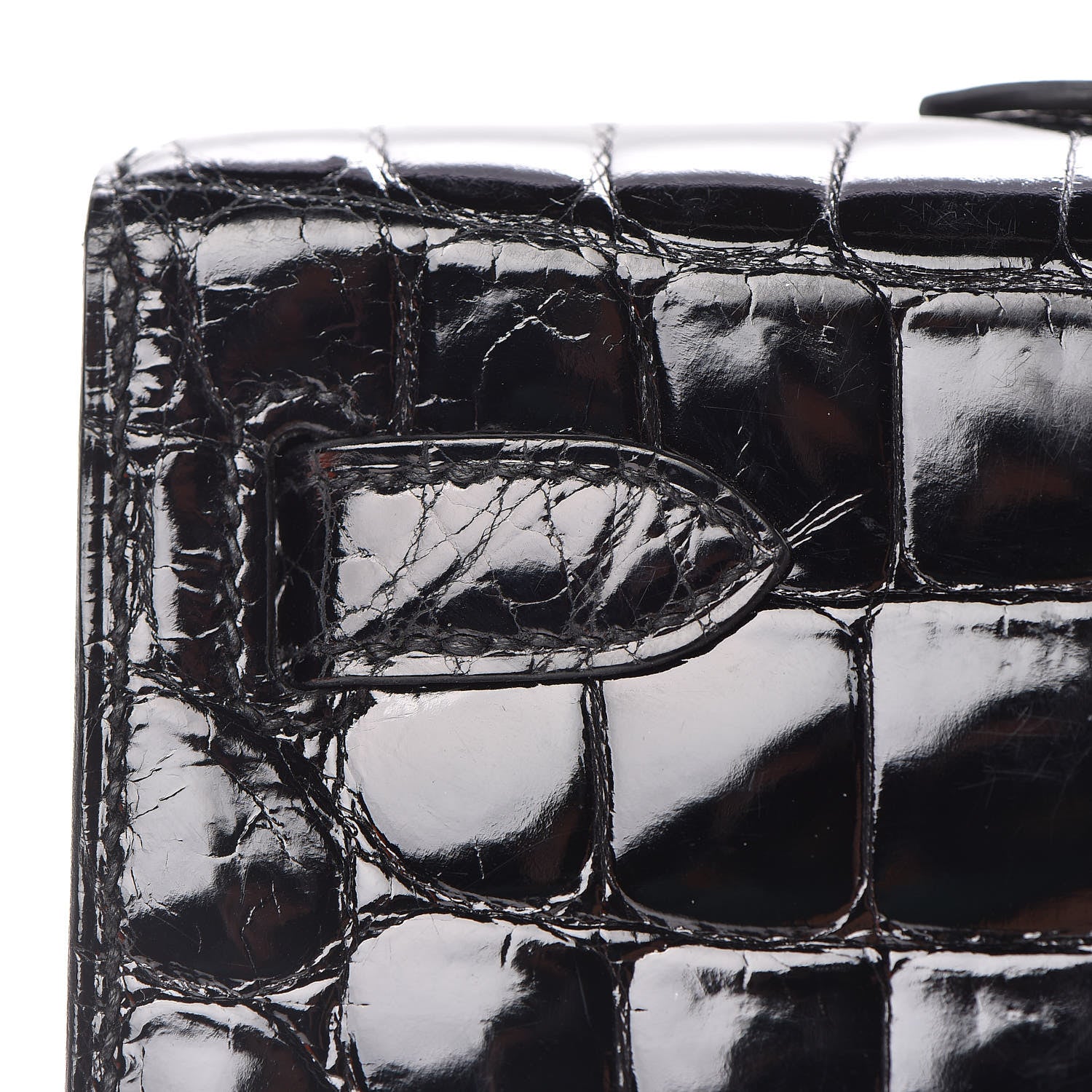 Hermes Shiny Niloticus Crocodile Kelly Cut Pochette Black 21 of 28