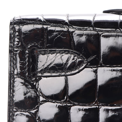 Hermes Shiny Niloticus Crocodile Kelly Cut Pochette Black 21 of 28