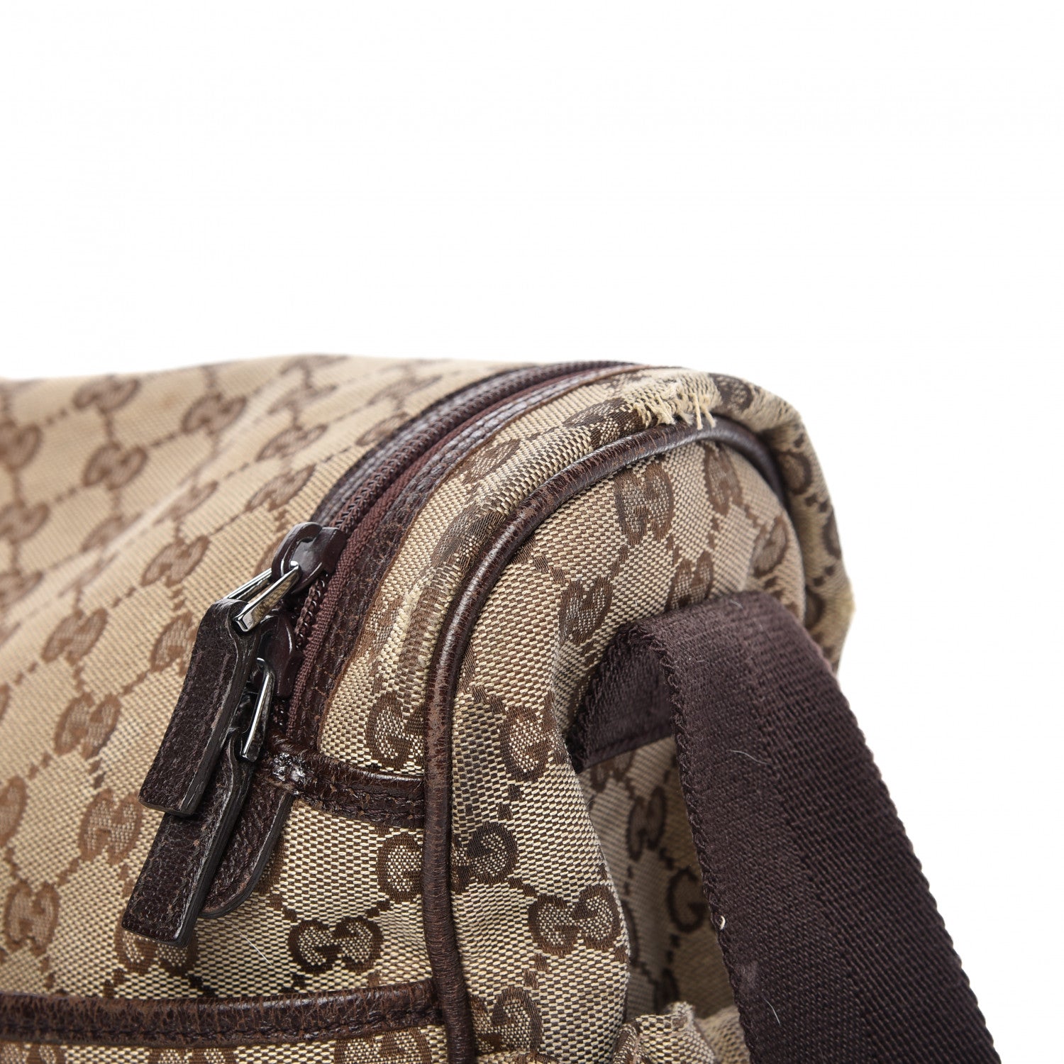 Gucci Monogram Natural Pigskin Large Diaper Bag Beige Ebony Cocoa Dark Chocolate 14 of 14