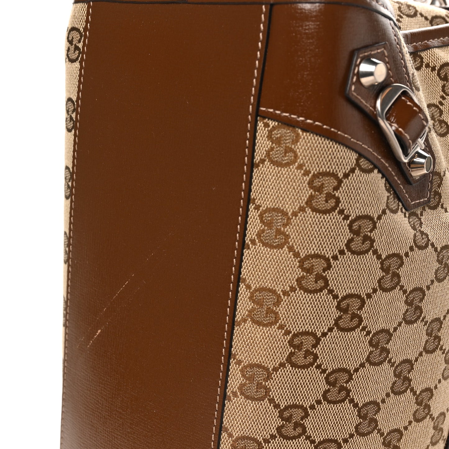 X GUCCI GG Monogram Azalea Calfskin Neo Classic Silver Hardware Medium City Beige Ebony Brown Sugar