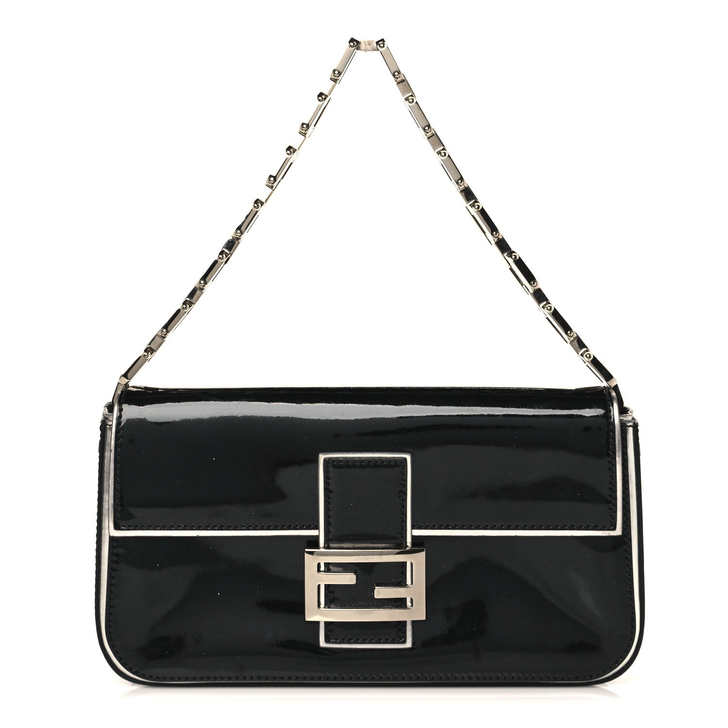 Fendi Vernice Chain Handle Baguette Black 1 of 12
