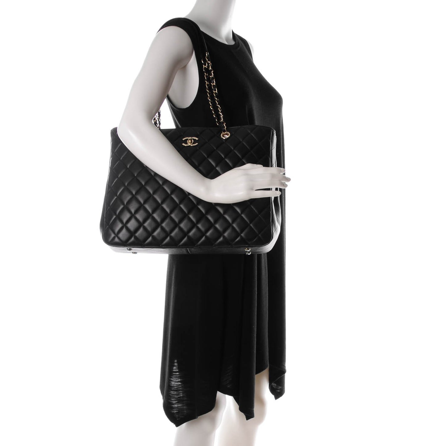 Calfskin Quilted Timeless Tote Black