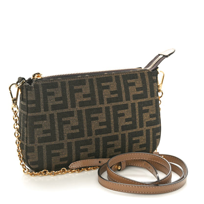 Fendi Fabric Jacquard Vitello Grace FF 1974 Baguette Pouch Tobacco Moro Sand 3 of 10