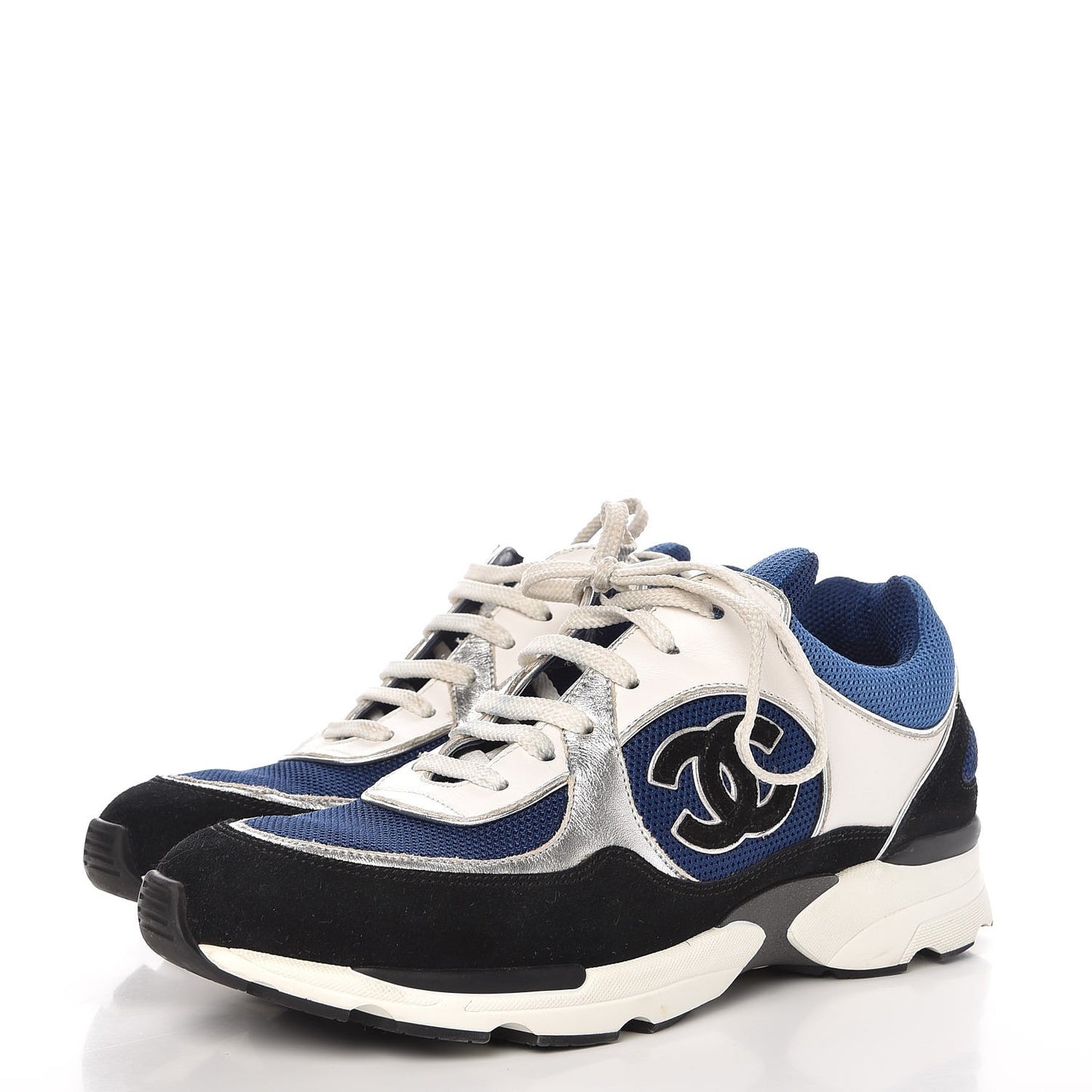 Suede Calfskin CC Sneakers 39 Blue Black