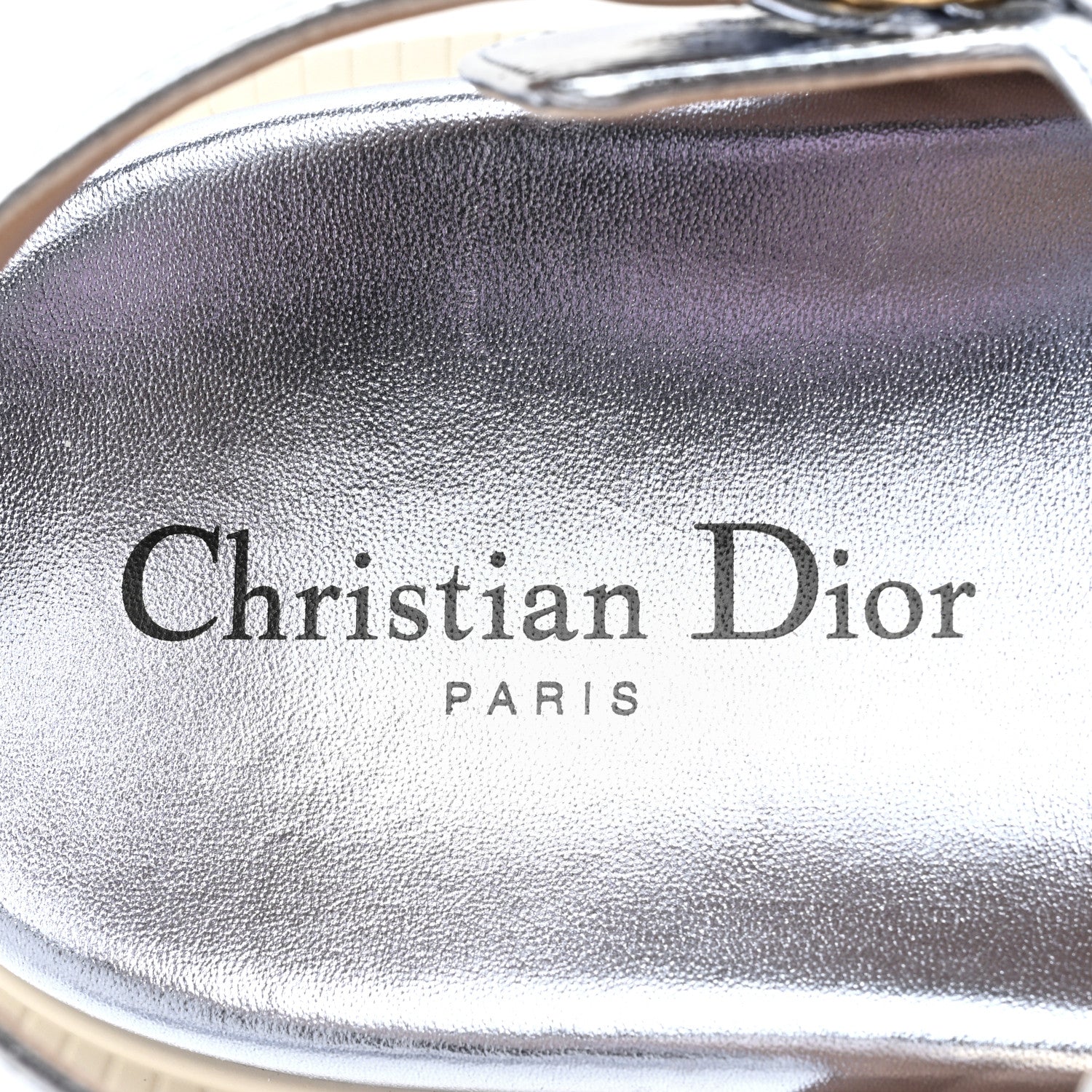 Christian Dior Laminated Crinkled Calfskin Dioract Sandals 39 Indigo Metal 7 of 8