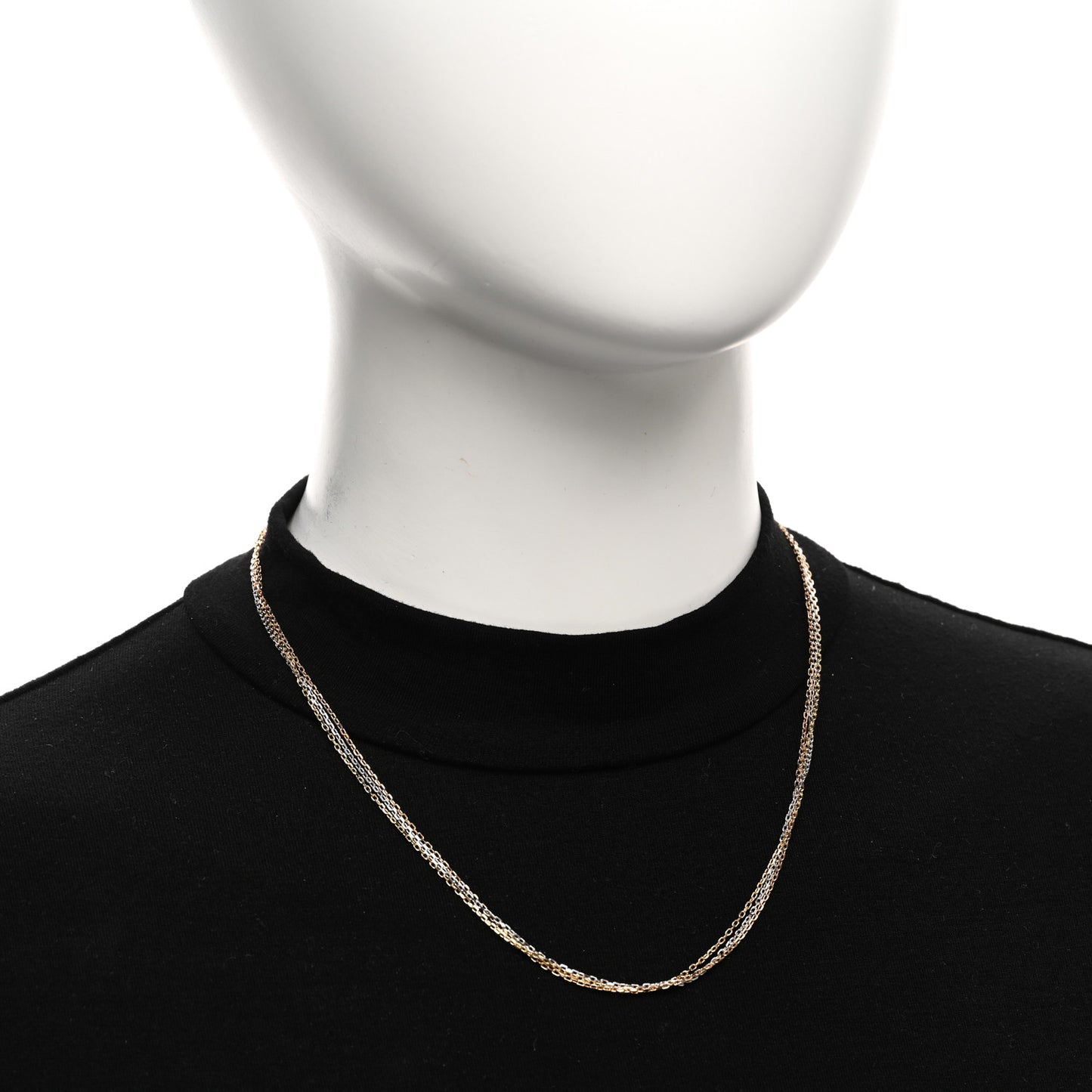 18K Pink Yellow White Gold Three Chain Necklace