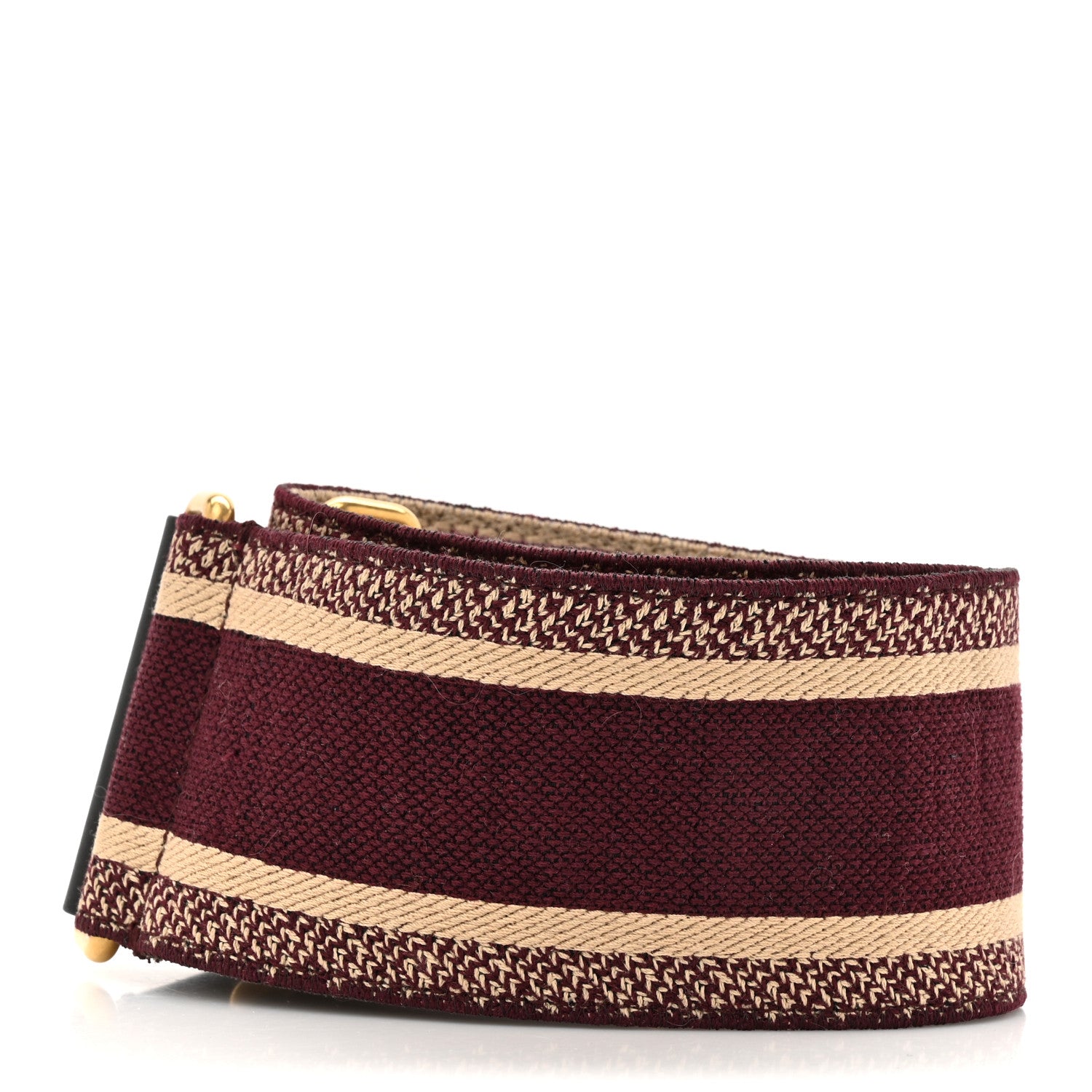 Christian Dior Canvas Embroidered Shoulder Strap Burgundy 2 of 4