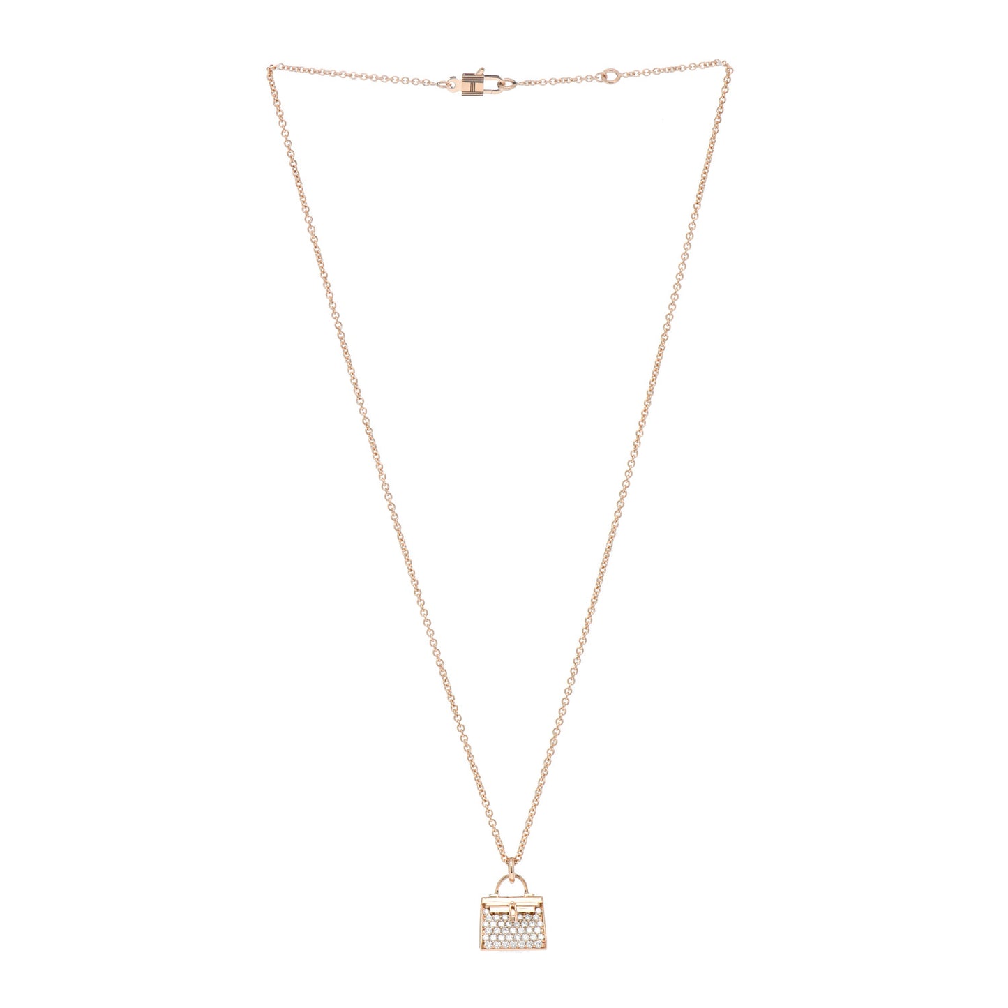 18K Rose Gold Diamond Kelly Amulettes Pendant Necklace