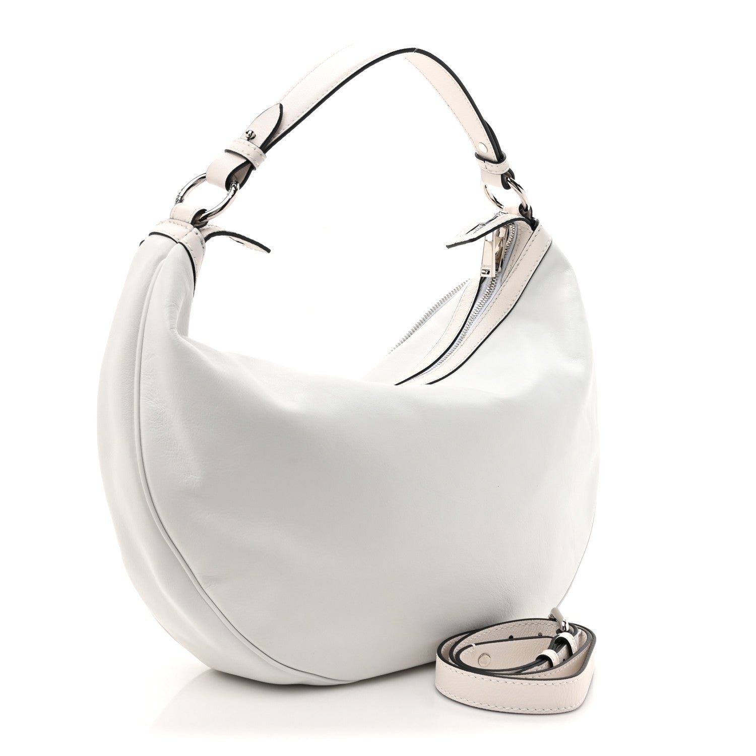 Versace Calfskin Medium Repeat Zip Hobo Optical White 3 of 9