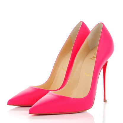 Christian Louboutin Matte Calfskin Jazz Calf Fluo So Kate 120 Pumps 38 Fuchsia White 3 of 8