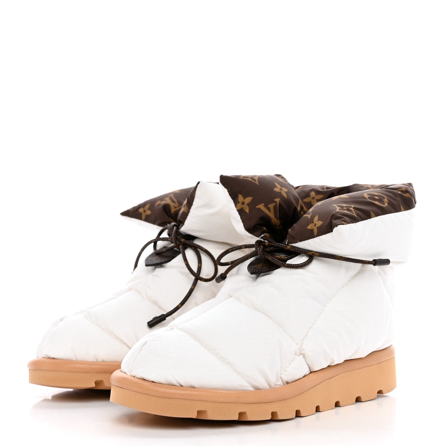 Nylon Monogram Pillow Comfort Ankle Boot 36 White