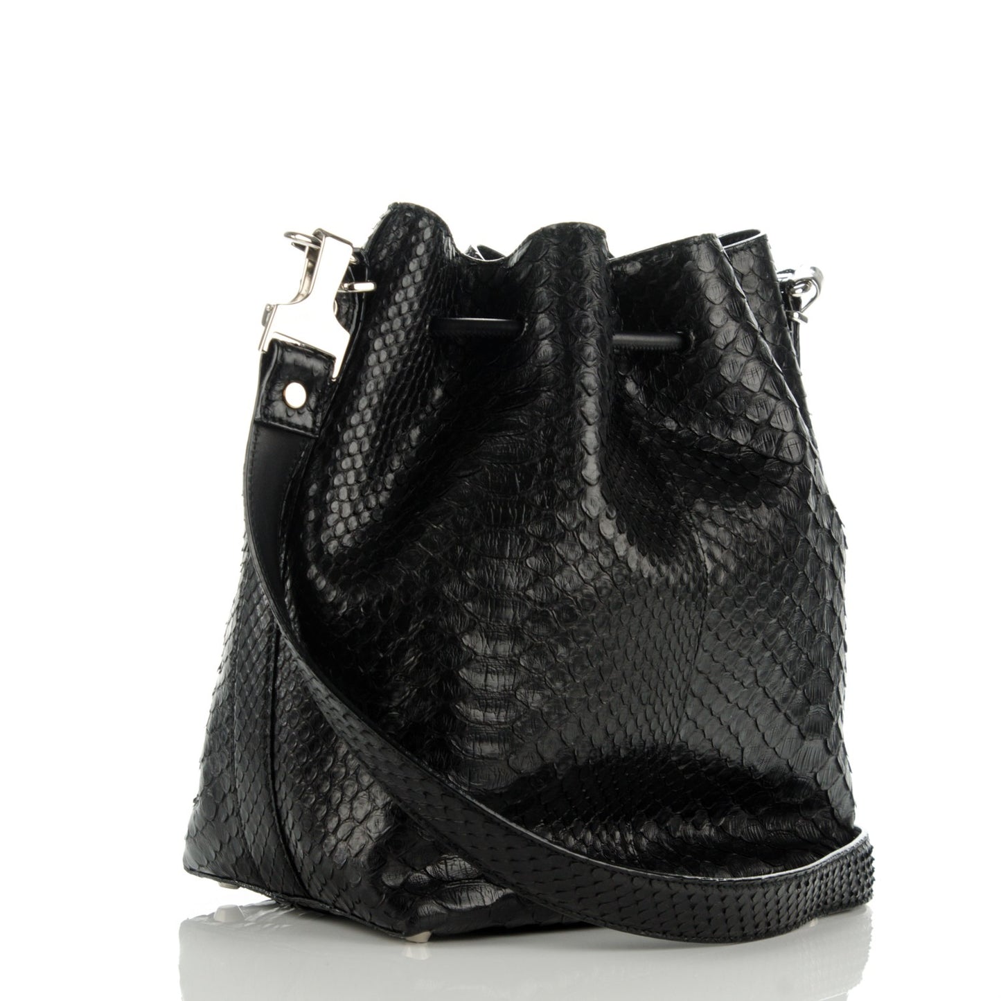 Python Medium Bucket Bag Black
