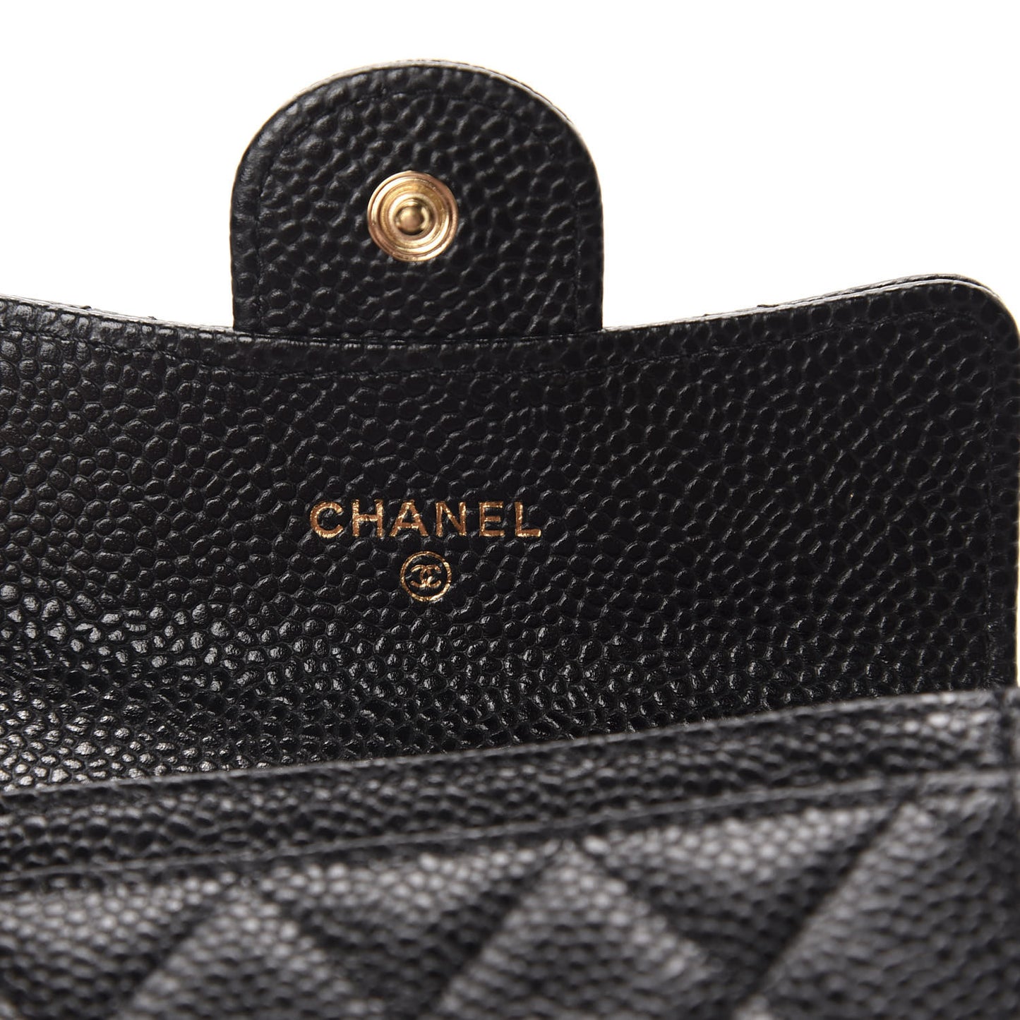 Caviar Quilted Flap Card Holder Black
