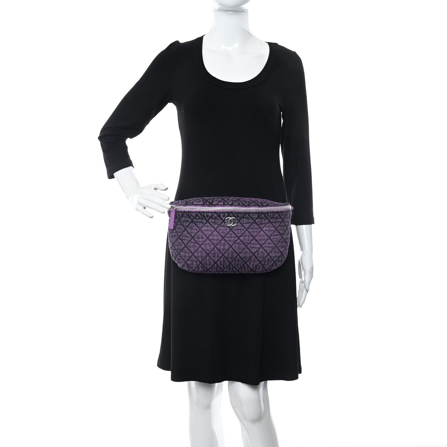 Chanel Denim Quilted Denimpression Waist Bag Purple 2 of 10