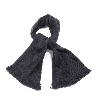 Louis Vuitton Wool Silk Logomania Scarf Charcoal Grey 1 of 3
