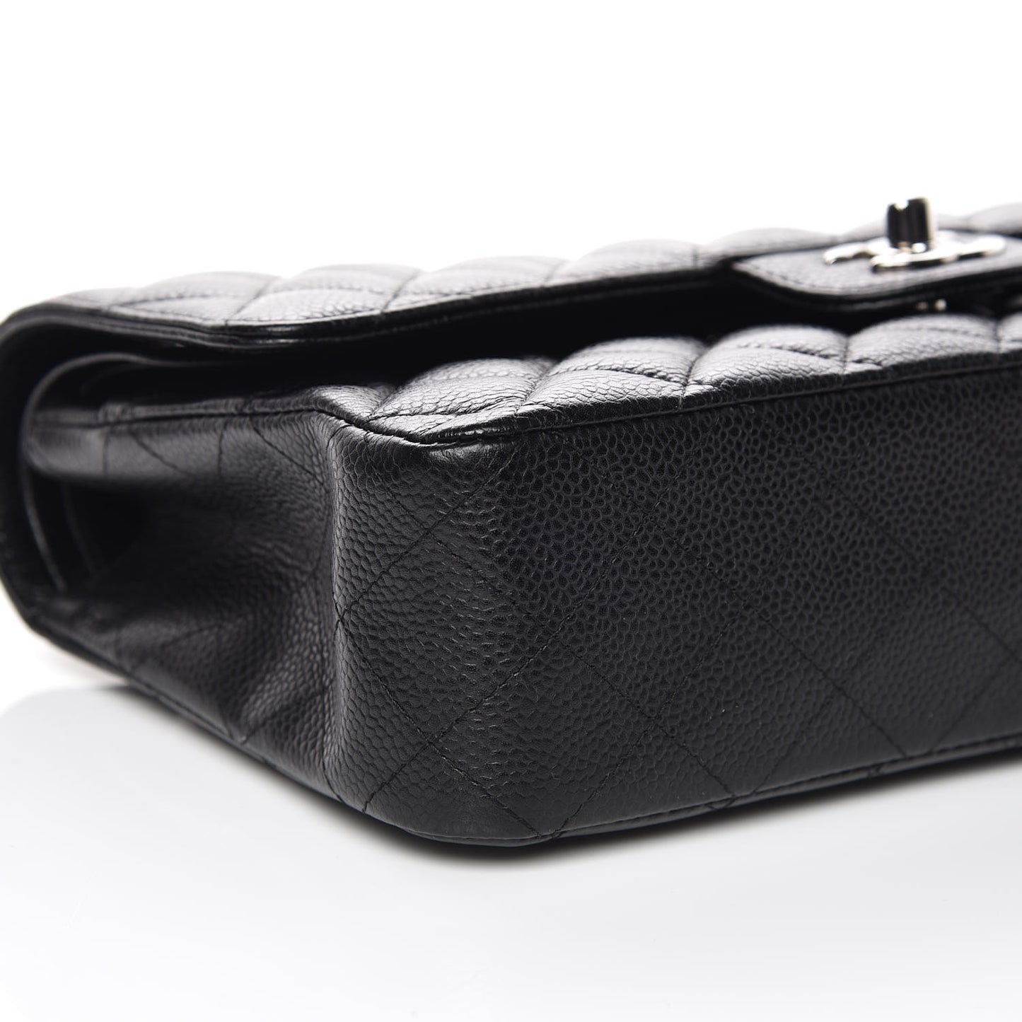 Caviar Quilted Medium Double Flap Black