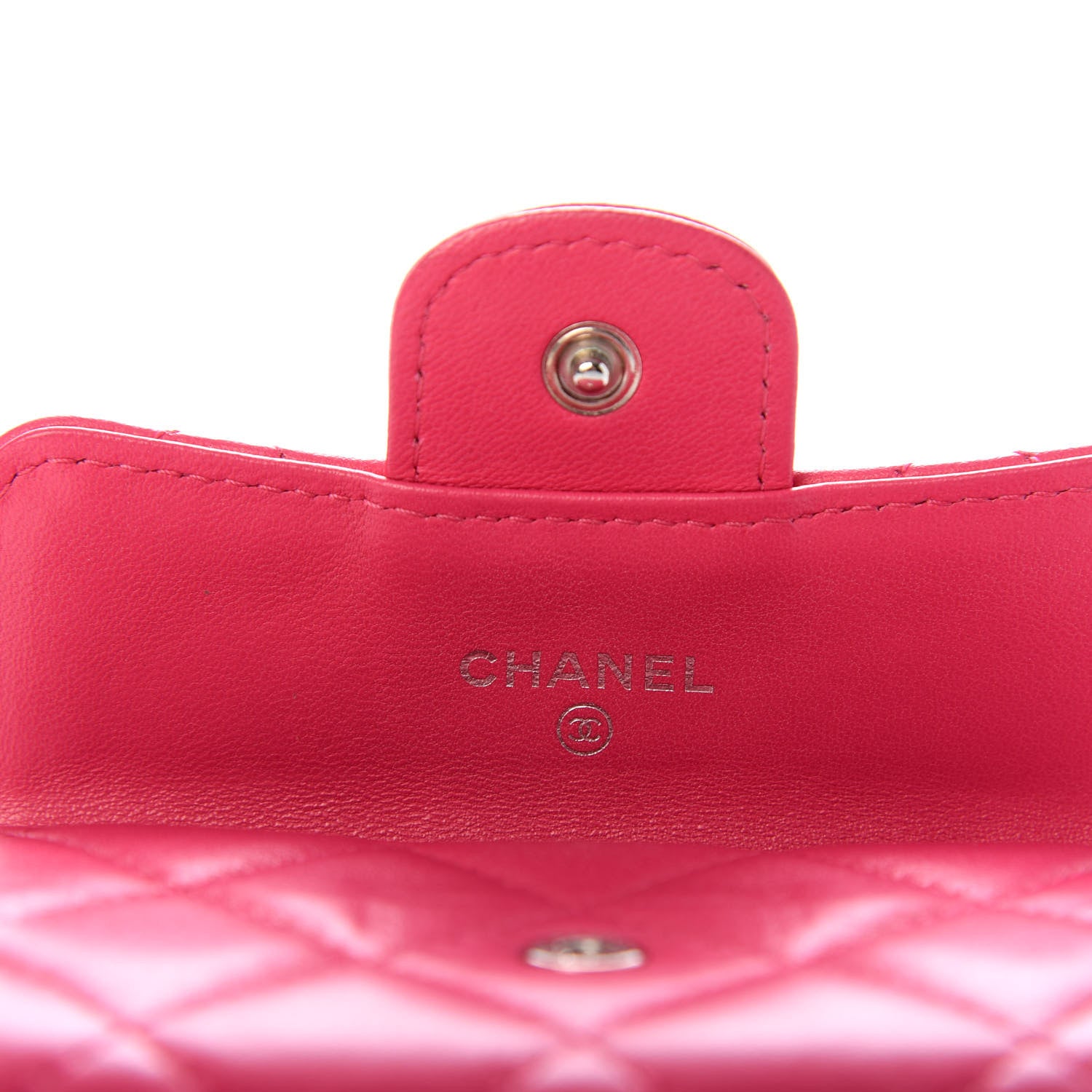 Chanel Lambskin Quilted Flap Card Holder Wallet Dark Pink 6 of 9