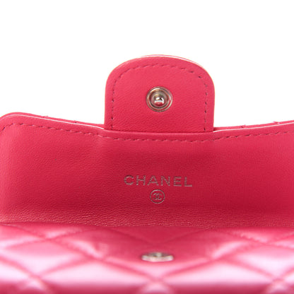 Chanel Lambskin Quilted Flap Card Holder Wallet Dark Pink 6 of 9