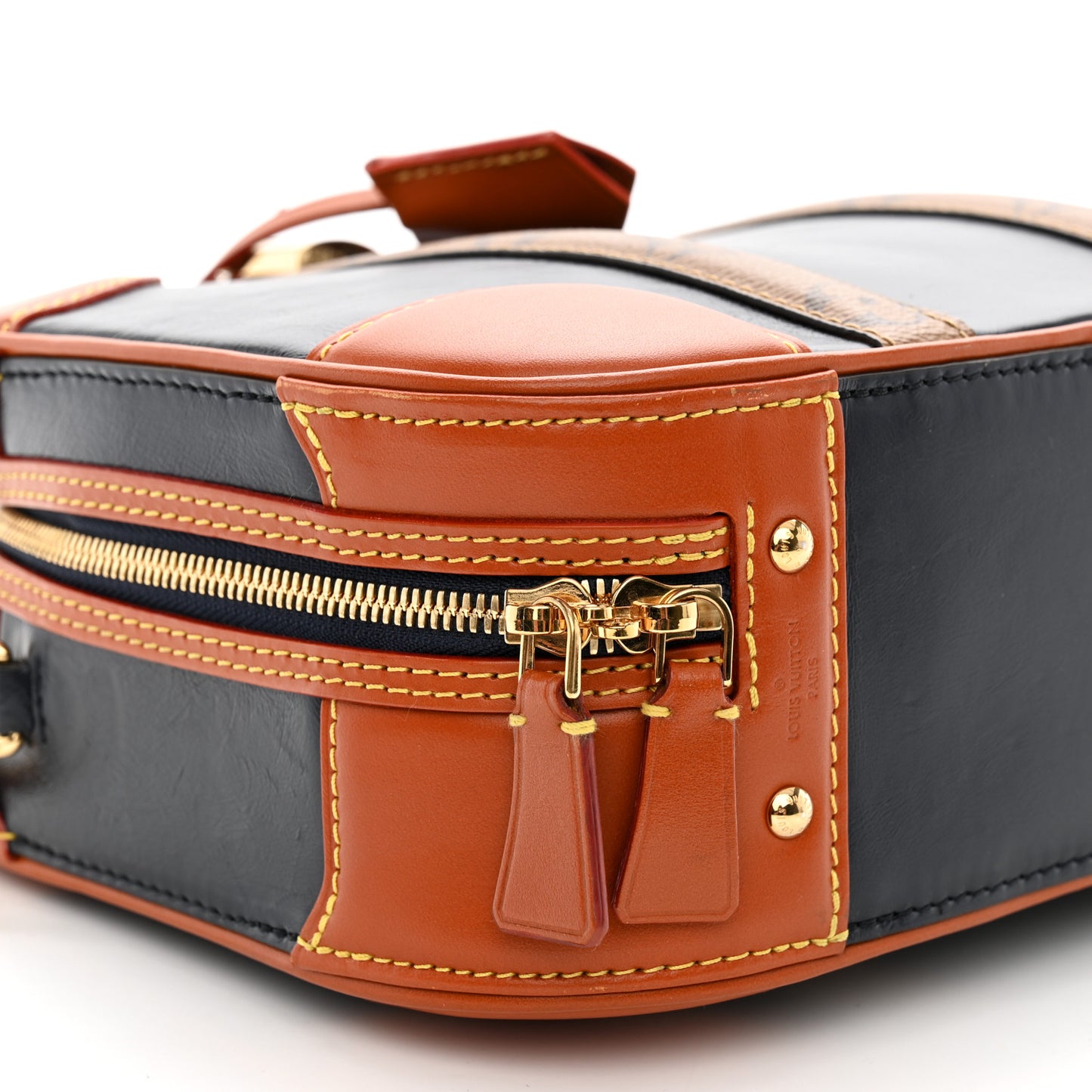 Calfskin Reverse Monogram Valisette PM Navy Caramel