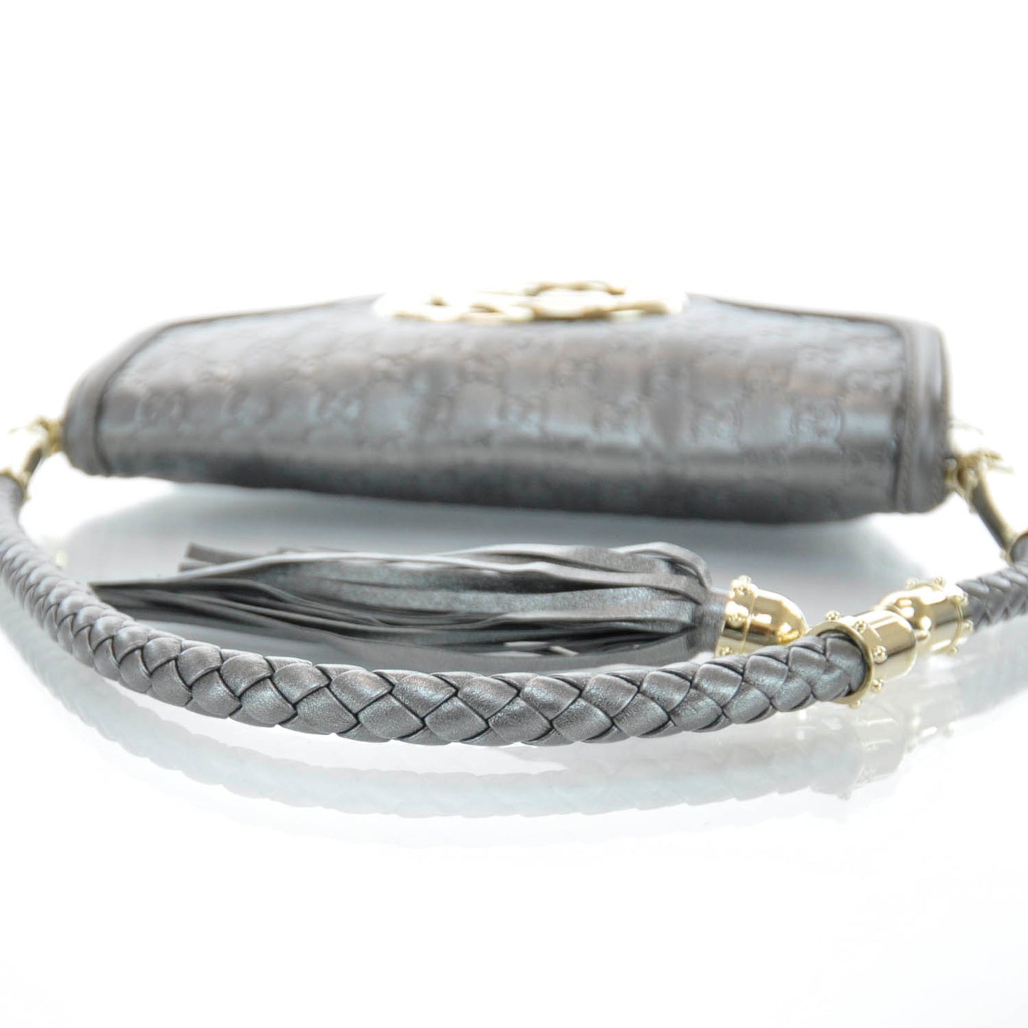 Guccissima Britt Tassel Shoulder Bag Gunmetal