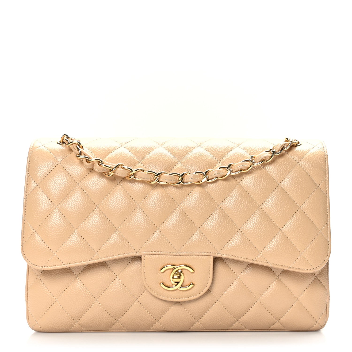 Chanel Caviar Quilted Jumbo Double Flap Beige 1 of 11