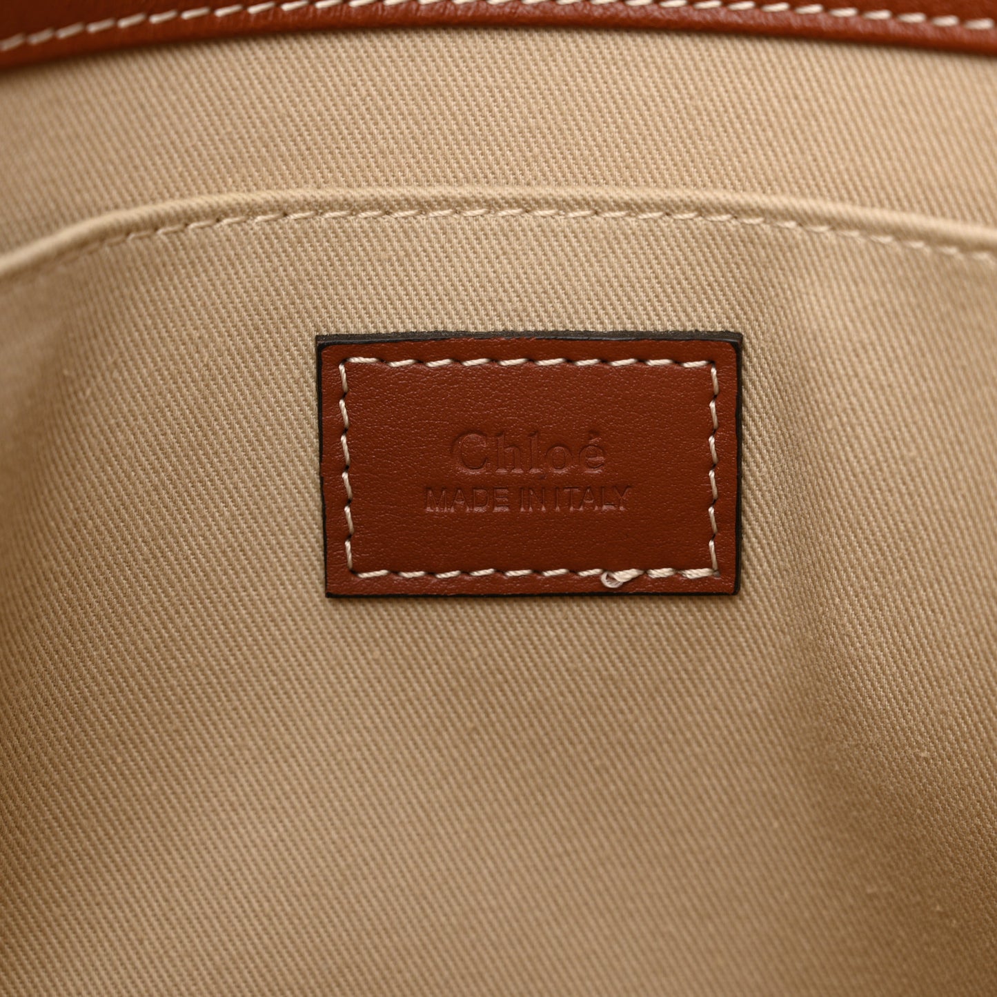 Calfskin Medium Woody Ribbon Tote Sepia Brown
