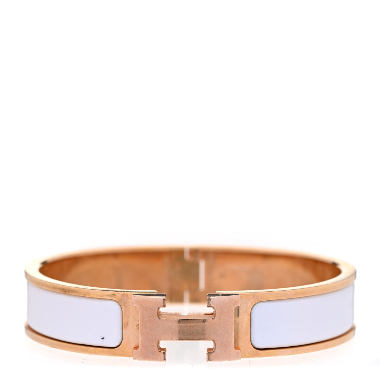 Enamel Narrow Clic Clac H Bracelet GM White