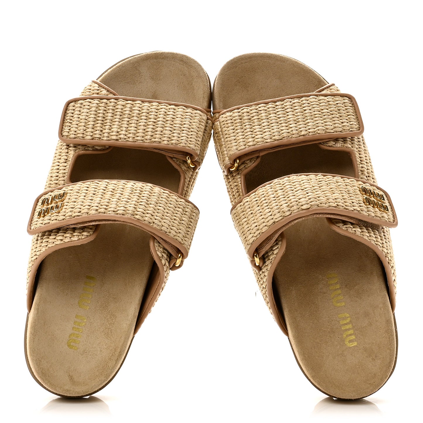 Raffia Logo Slide Sandals 39 Naturale