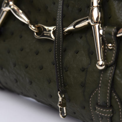 Gucci Ostrich Large Horsebit 85th Anniversary Hobo Green 7 of 12