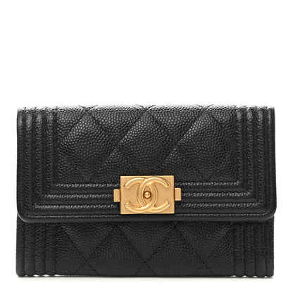 Chanel Caviar Quilted Boy Flap Card Holder Black 1 of 10