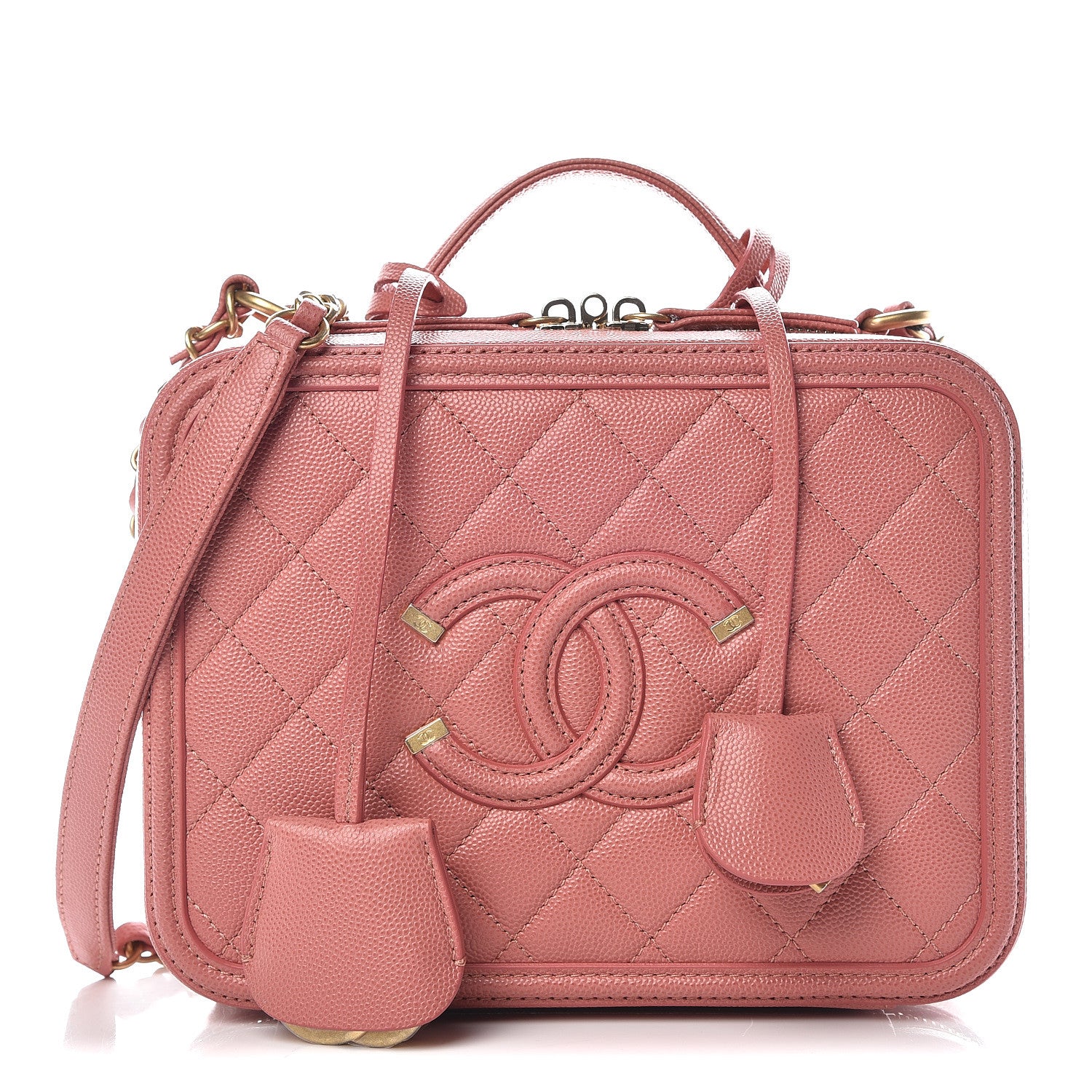 Chanel Caviar Quilted Medium CC Filigree Vanity Case Pink 1 of 10