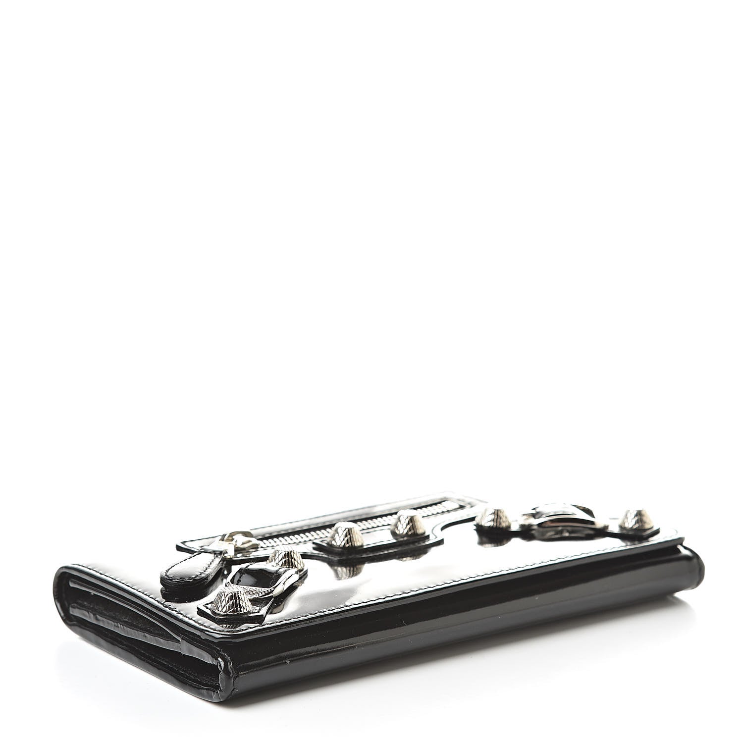 Balenciaga Laminated Calfskin Giant 12 Silver Hardware Money Wallet Black 4 of 10