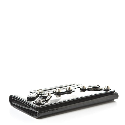 Balenciaga Laminated Calfskin Giant 12 Silver Hardware Money Wallet Black 4 of 10