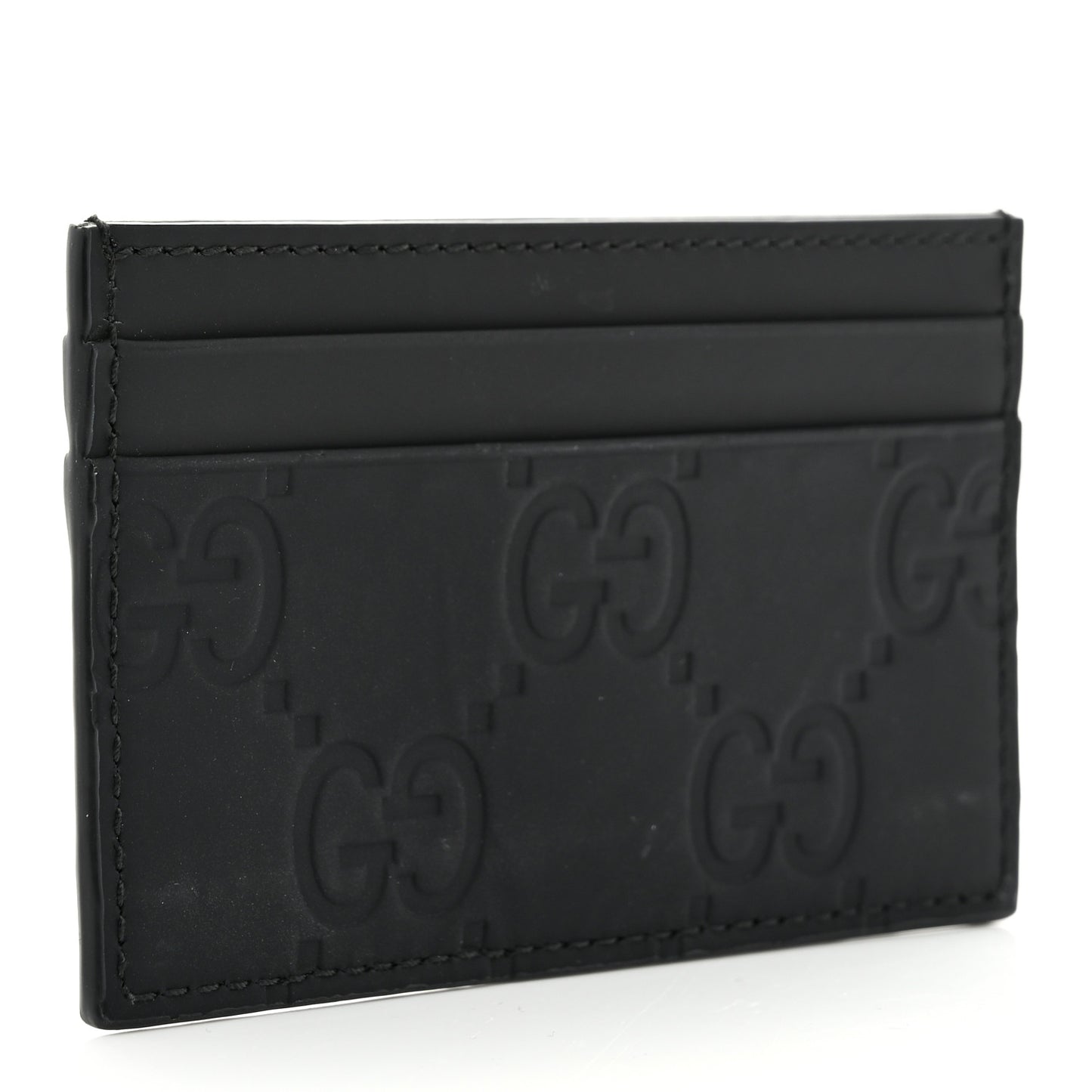 Rubber Effect GG Embossed Card Holder Black