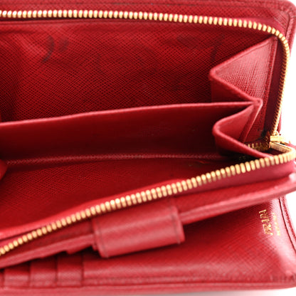 Prada Saffiano Metal Compact Wallet Fuoco 6 of 30