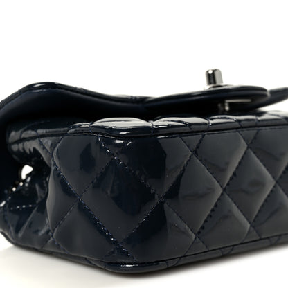 Chanel Patent Calfskin Quilted Extra Mini Rectangular Flap Navy Blue 10 of 12