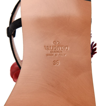 Valentino Garavani Suede Calfskin Slingback Flat Thong Sandals 36 Black 9 of 10