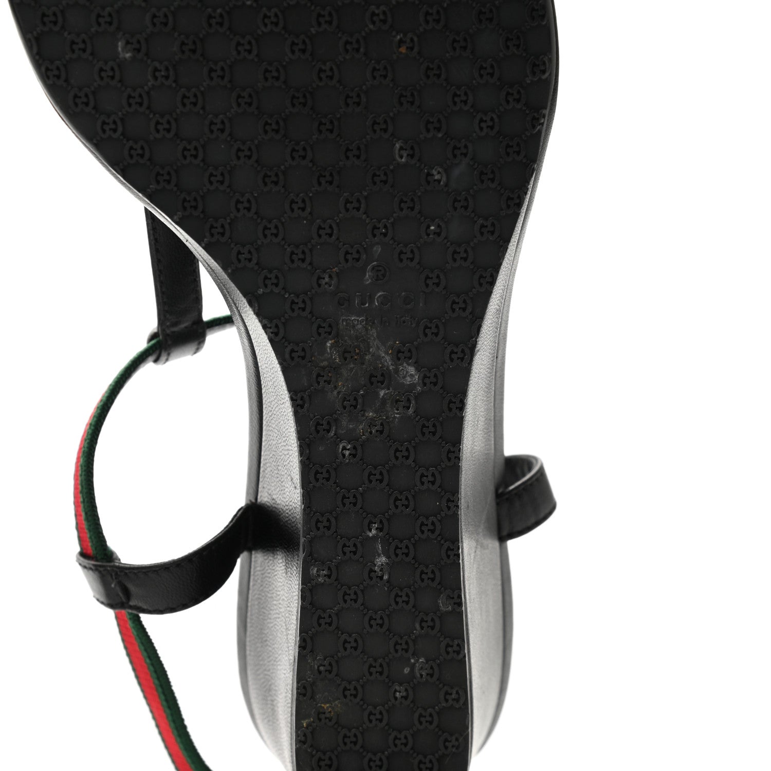 Gucci Calfskin Web Thong Wedge Sandals 36 Black 8 of 8