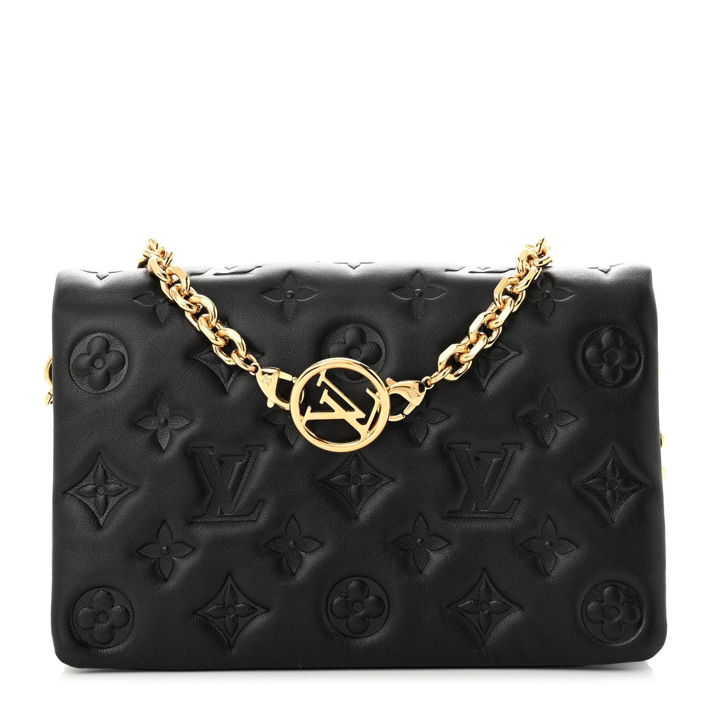Lambskin Embossed Monogram Pochette Coussin Black