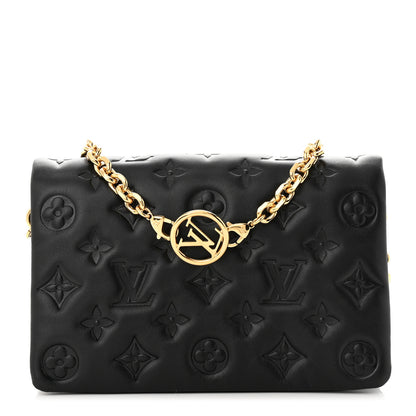 Louis Vuitton Lambskin Embossed Monogram Pochette Coussin Black 1 of 9