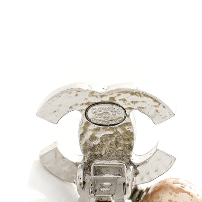 Chanel Pearl CC Drop Clip On Earrings Silver 4 of 6