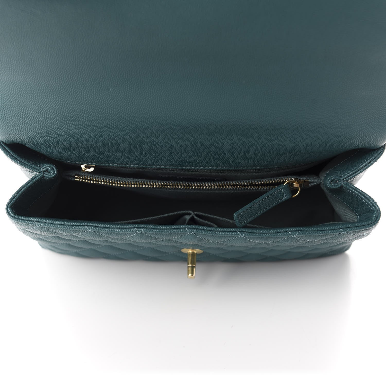 Chanel Caviar Quilted Small Coco Handle Flap Dark Turquoise 5 of 10