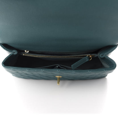 Chanel Caviar Quilted Small Coco Handle Flap Dark Turquoise 5 of 10